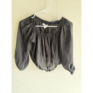 Elizabeth And James 100% Silk Off Shoulder Crop Blouse Black Boho Peasant Top S